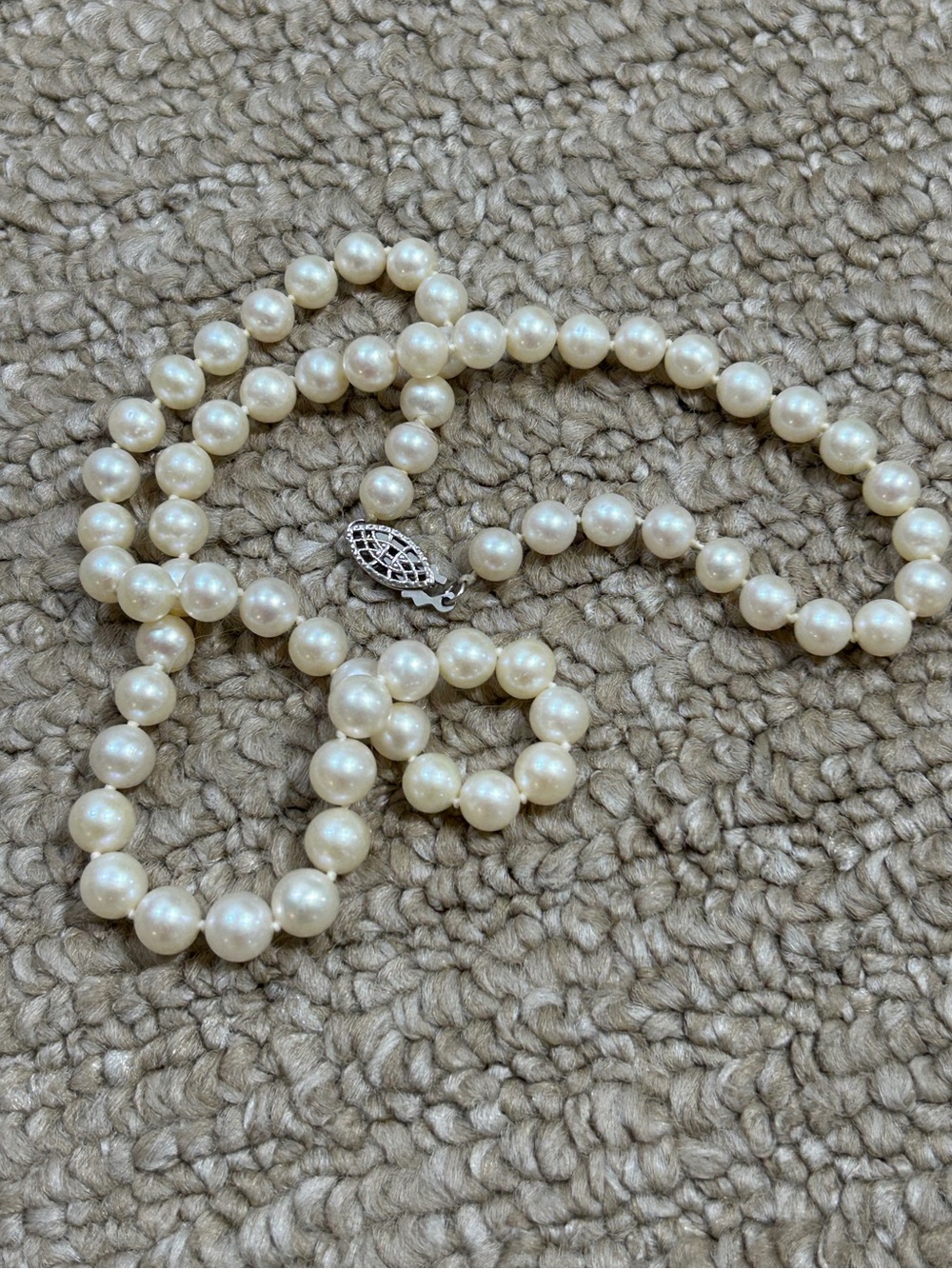 Pearl Strand Necklace - Cream Pearls with Silver Clasp